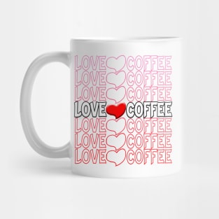 Love Coffee Heart Repeat Text Red Mug